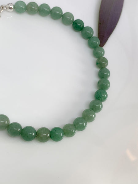Green Aventurine and sterling silver handmade bracelet (6mm)