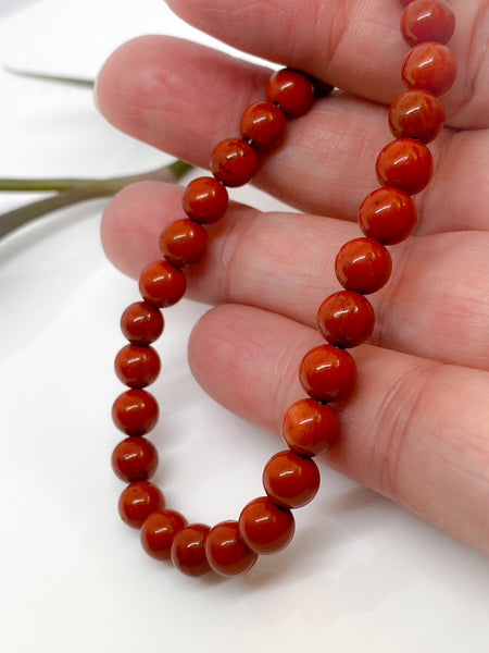 Red Jasper and sterling silver handmade bracelet (6mm)