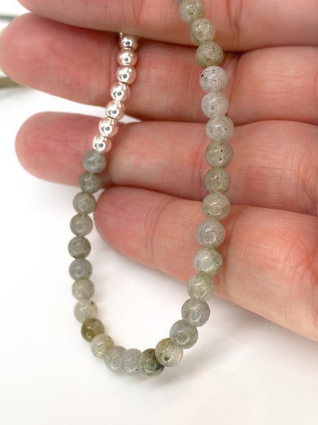 Labradorite and sterling silver handmade bracelet (4mm)
