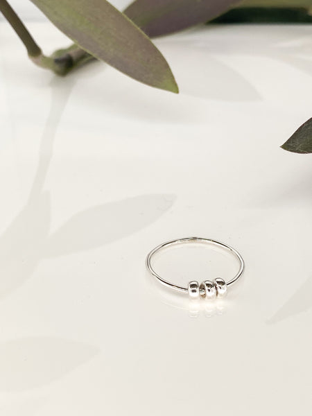 Sterling silver spinning fidget ring