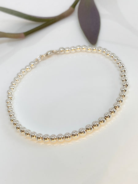 Sterling silver round bead handmade bracelet (4mm)