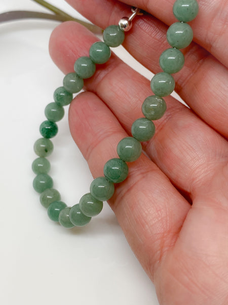 Green Aventurine and sterling silver handmade bracelet (6mm)