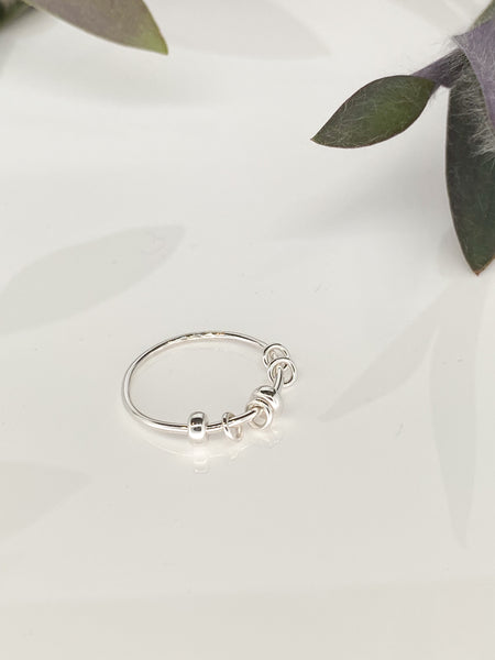 Sterling silver spinning fidget ring