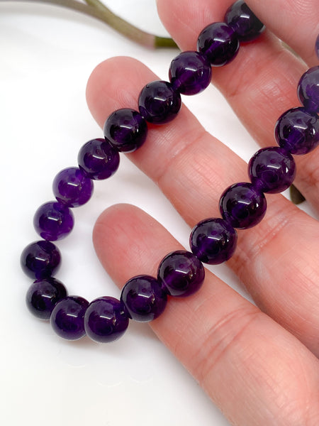 Amethyst and sterling silver handmade bracelet (8mm)