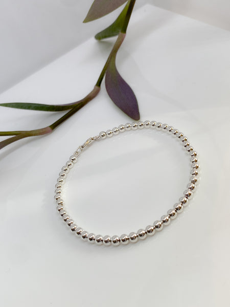 Sterling silver round bead handmade bracelet (4mm)