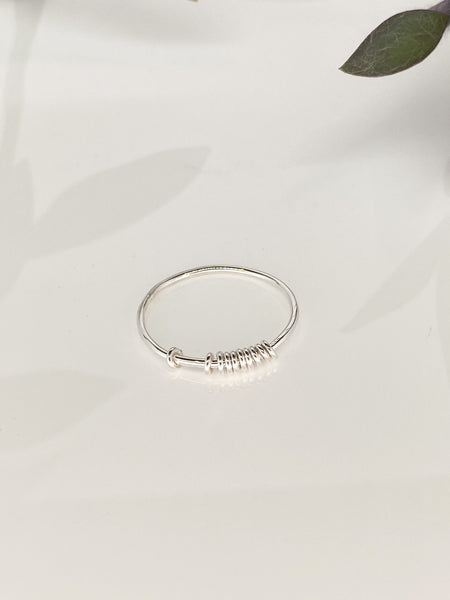 Sterling silver spinning fidget ring