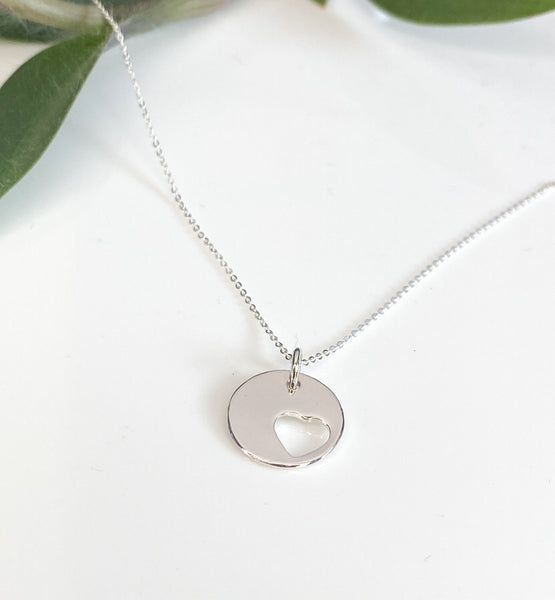 Cut-out heart sterling silver necklace