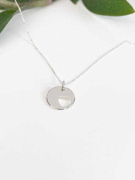 Cut-out heart sterling silver necklace