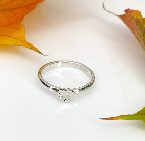 Hammered heart sterling silver ring