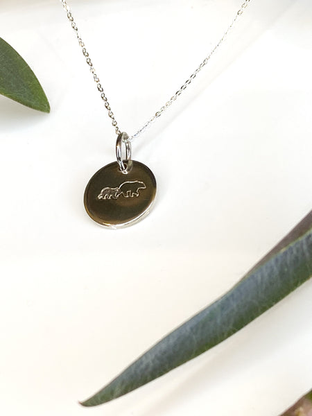 Mama and baby bear necklace