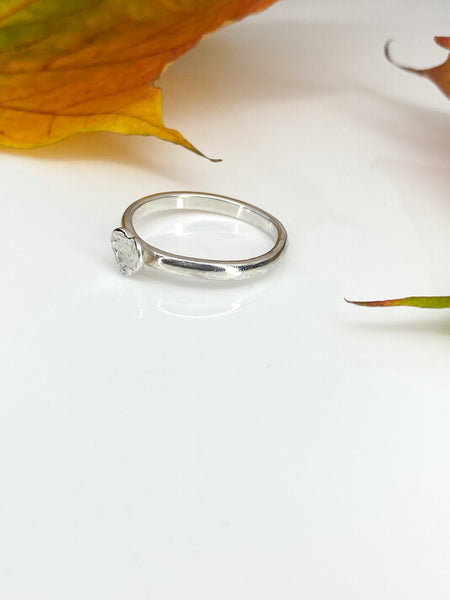 Hammered heart sterling silver ring