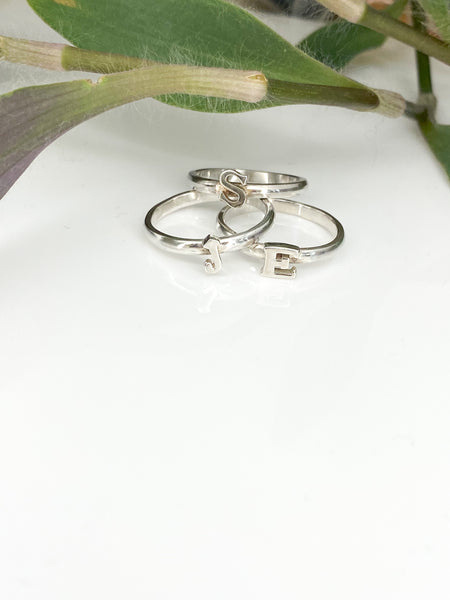 Sterling silver initial letter ring