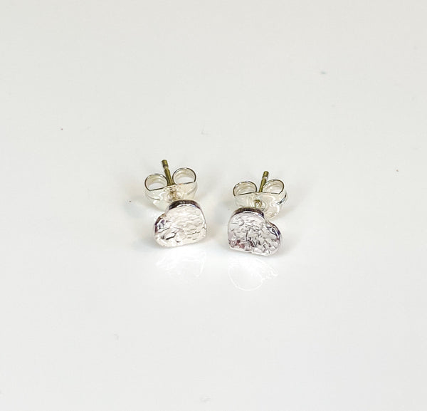 Textured heart sterling silver earrings