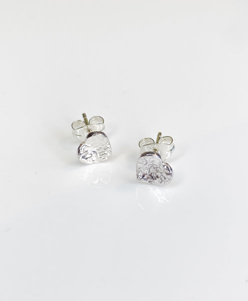 Textured heart sterling silver earrings