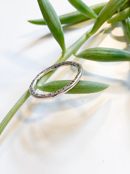 Abstract hearts sterling silver ring