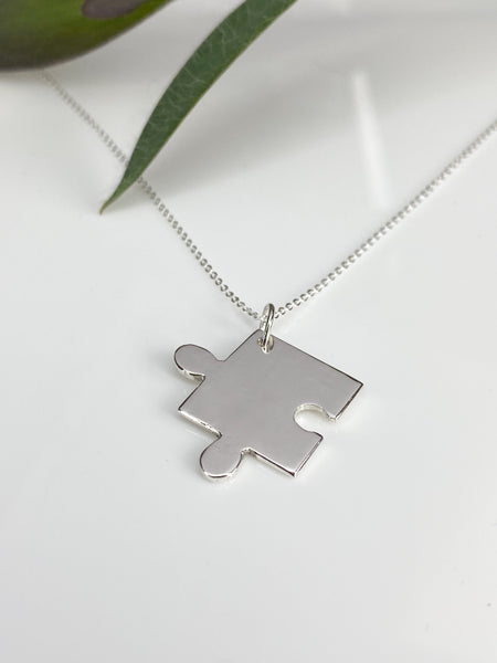 'Missing Piece' sterling silver jigsaw necklace