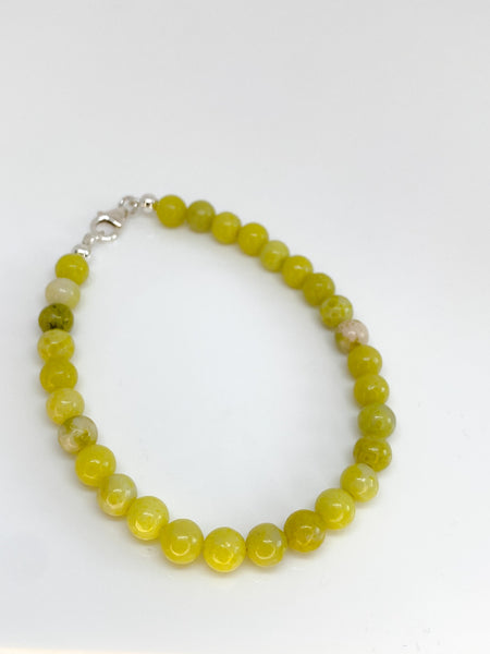 Lemon Jasper and sterling silver handmade bracelet (6mm)