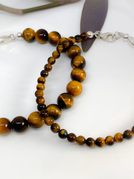 Tiger’s Eye and sterling silver handmade bracelet (8mm)