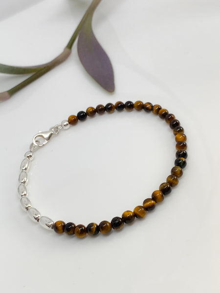 Tiger’s Eye and sterling silver handmade bracelet (4mm)