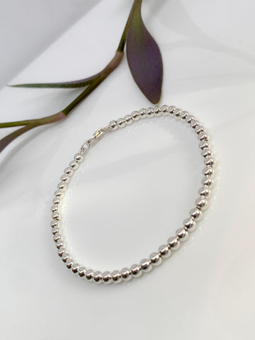 Sterling silver round bead handmade bracelet (4mm)