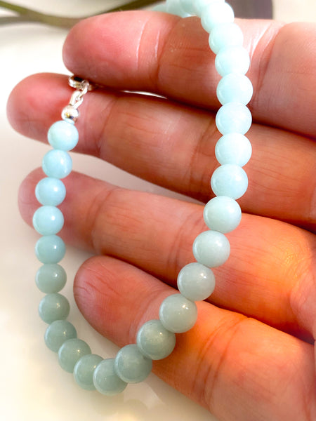 Amazonite and sterling silver handmade bracelet (6mm)