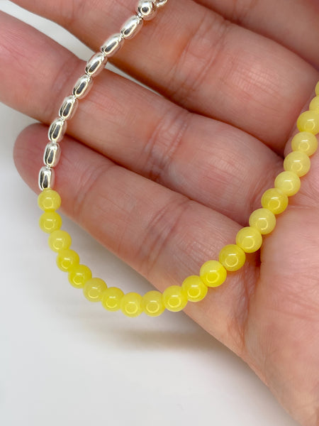 Lemon Jasper and sterling silver handmade bracelet (4mm)