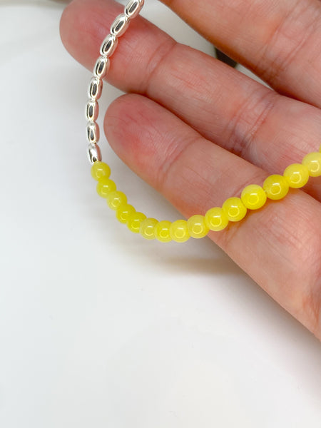 Lemon Jasper and sterling silver handmade bracelet (4mm)