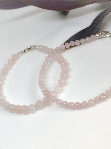 Rose Quartz and sterling silver handmade bracelet (6mm)