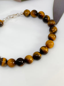 Tiger’s Eye and sterling silver handmade bracelet (8mm)