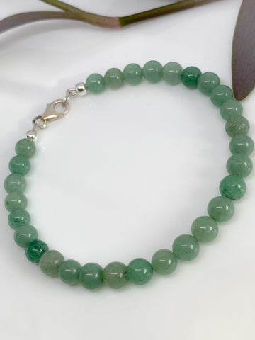 Green Aventurine and sterling silver handmade bracelet (6mm)