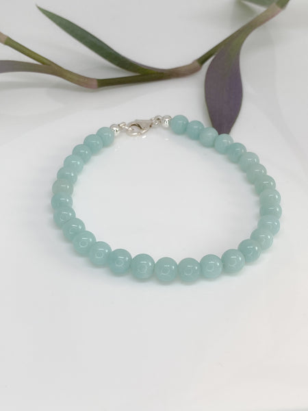 Amazonite and sterling silver handmade bracelet (6mm)