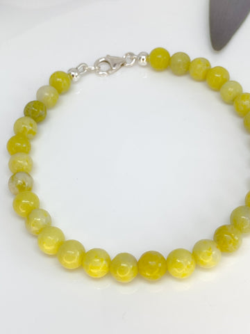 Lemon Jasper and sterling silver handmade bracelet (6mm)