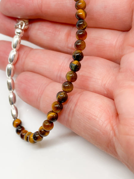 Tiger’s Eye and sterling silver handmade bracelet (4mm)