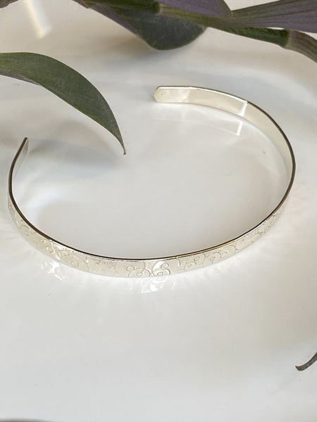 Sterling silver abstract breasts bangle