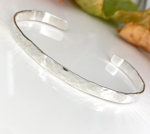 Sterling silver hammered bangle