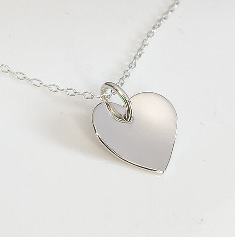 Curved heart sterling silver necklace