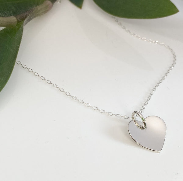 Curved heart sterling silver necklace