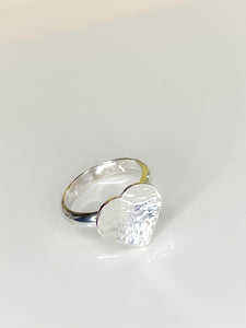 Hammered sterling silver heart ring