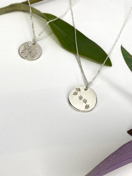 Autumn leaves handmade sterling silver necklace