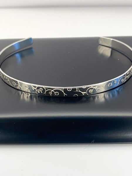 Sterling silver abstract breasts bangle