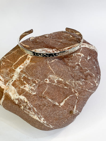 Sterling silver abstract breasts bangle