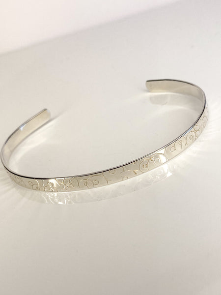 Sterling silver abstract breasts bangle