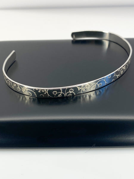 Sterling silver abstract breasts bangle