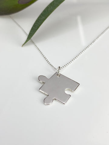 'Missing Piece' sterling silver jigsaw necklace
